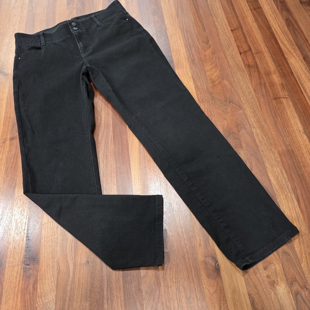 Nine West Classic Black Straight-Leg Mid Rise Pants Dress Jean Size 12